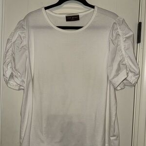 Lane Bryant Elegant White Puff Sleeve Tee